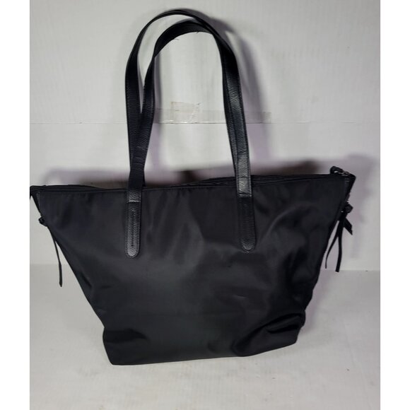 Botkier Black Nylon Large Tote Bag With Leather Trim & Zippered Top Closure - Picture 3 of 6